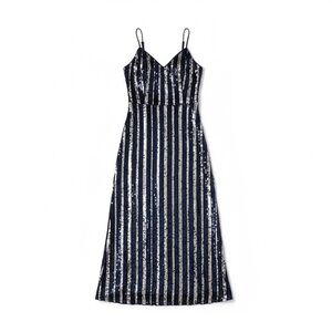 Anthropologie x Maeve Sequins Blue Silver Party Cocktail Slip Dress S